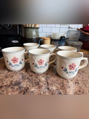 Hearthside Cumberland Brambleberry Stoneware Floral Cup Set of 6 cottage heart